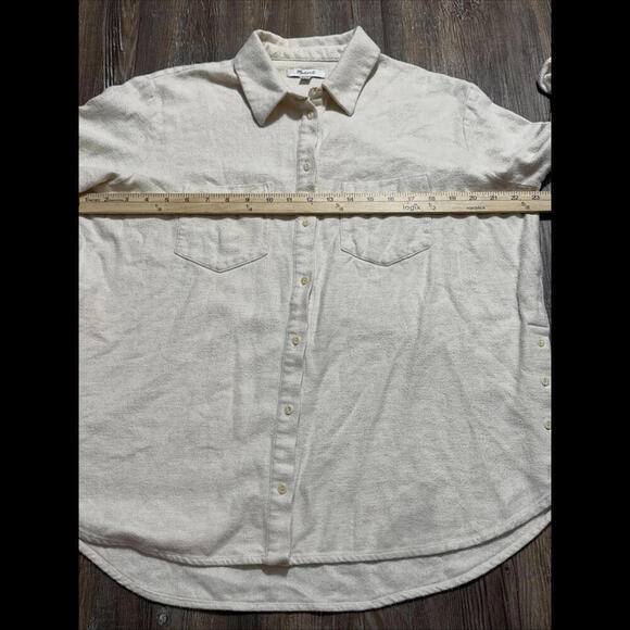 Madewell Cotton Ivory Button Quiet Luxury Double Pocket Womens Work Shirt Medium - Picture 11 of 14